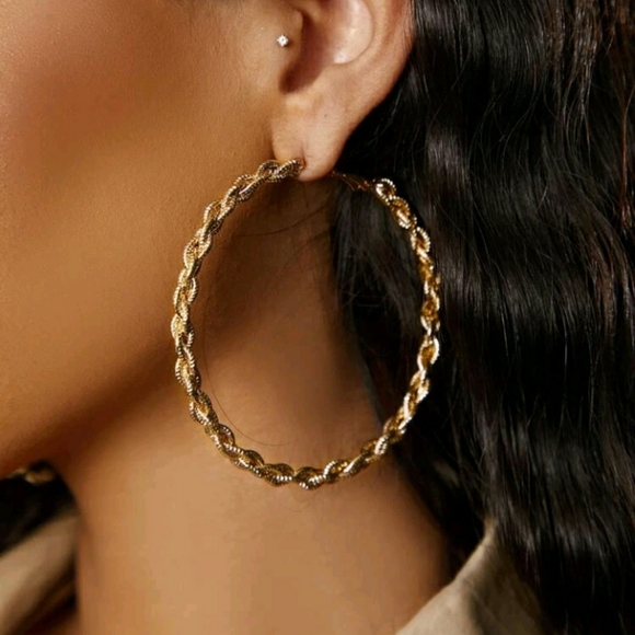 Gold Boho Hoop Earrings - Picture 2 of 7